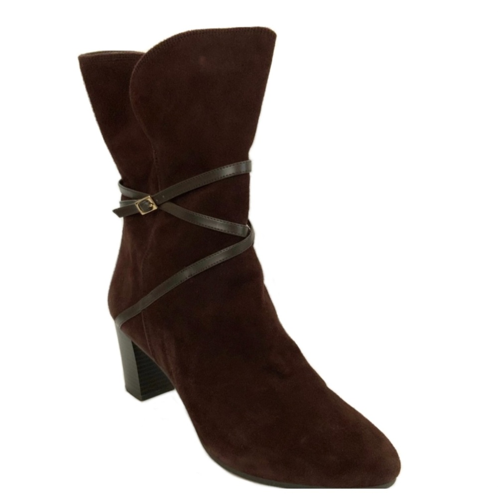 Isaac Mizrahi Live Mid-calf Suede Boots Brown 10